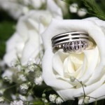 marriage rings- white rose