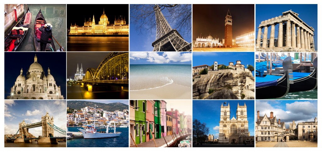 Famous places in Europe - collage