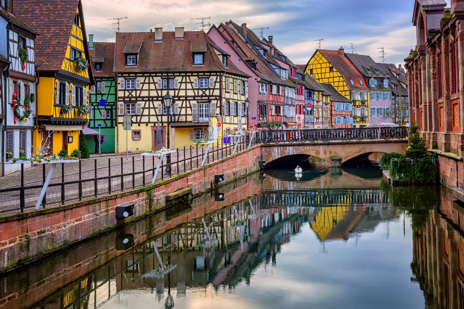 Colmar - Colorful medieval half-timbered facades reflecting in water, #France, #travel #best #photos and #places