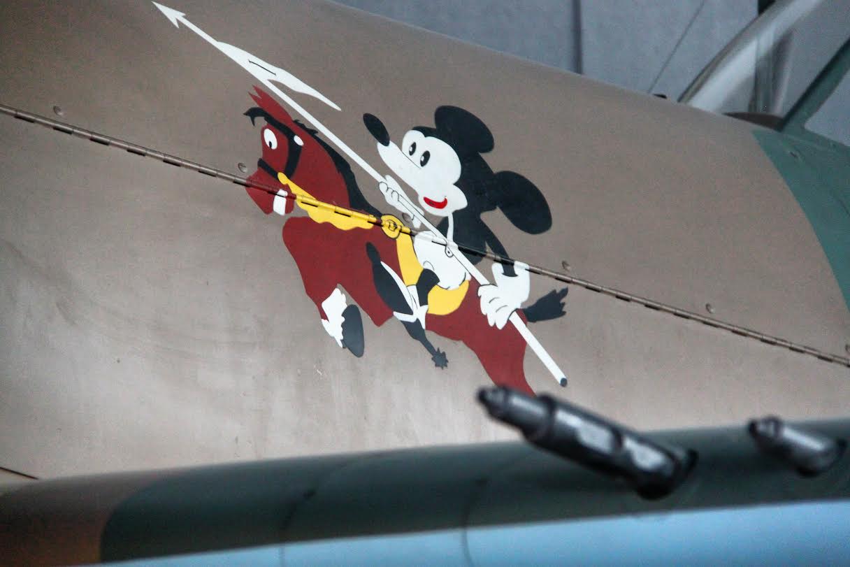 Mickey Mouse on an airplane at the Aviation Museum in Bucharest