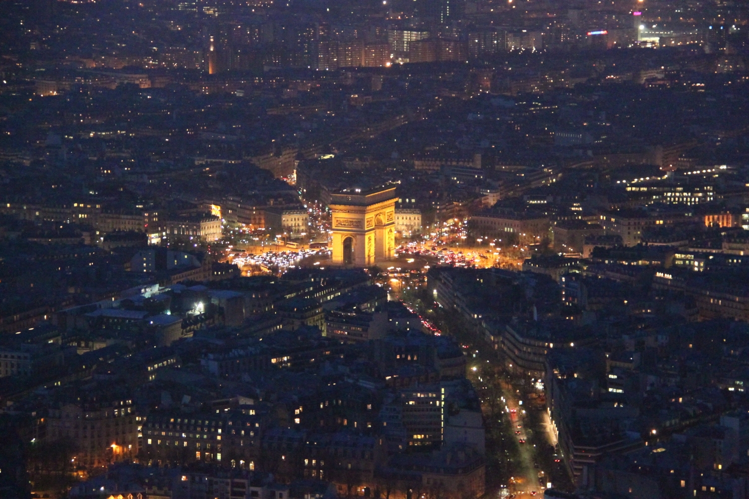 Eiffel Tower - Paris Arc de Triomphe night