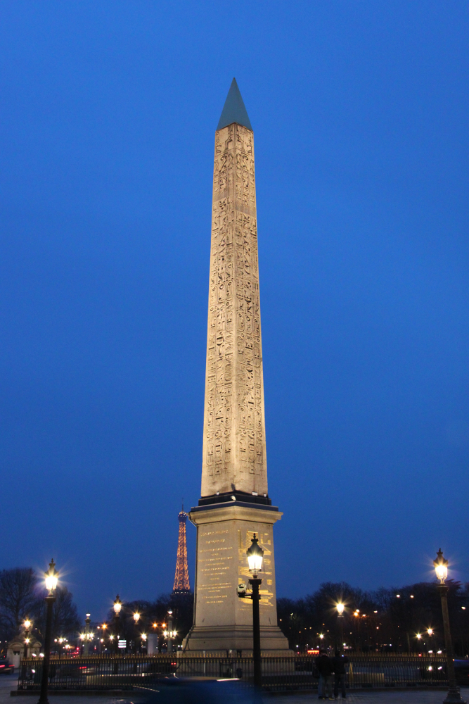 The Luxor Obelisque (Obelisk) in Paris, Eiffel Tower in background