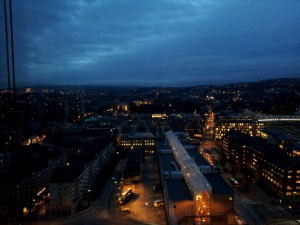 View over Oslo at night from the Hotel’s Window