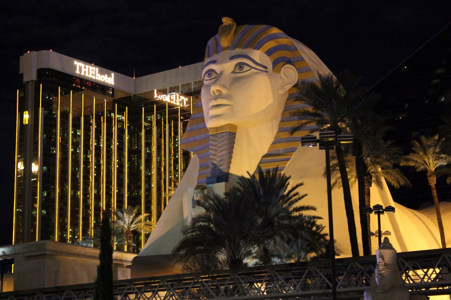 The Luxor Hotel from Las Vegas Seen at Night - the sphynx