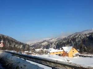 Amazing winter mountain landscape in Romania