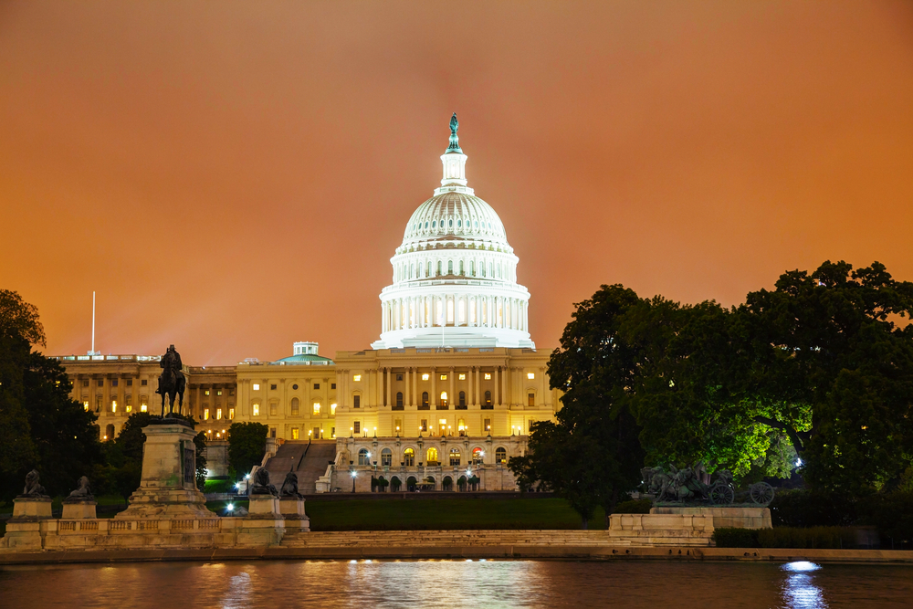 United States Capitol building in Washington, night view