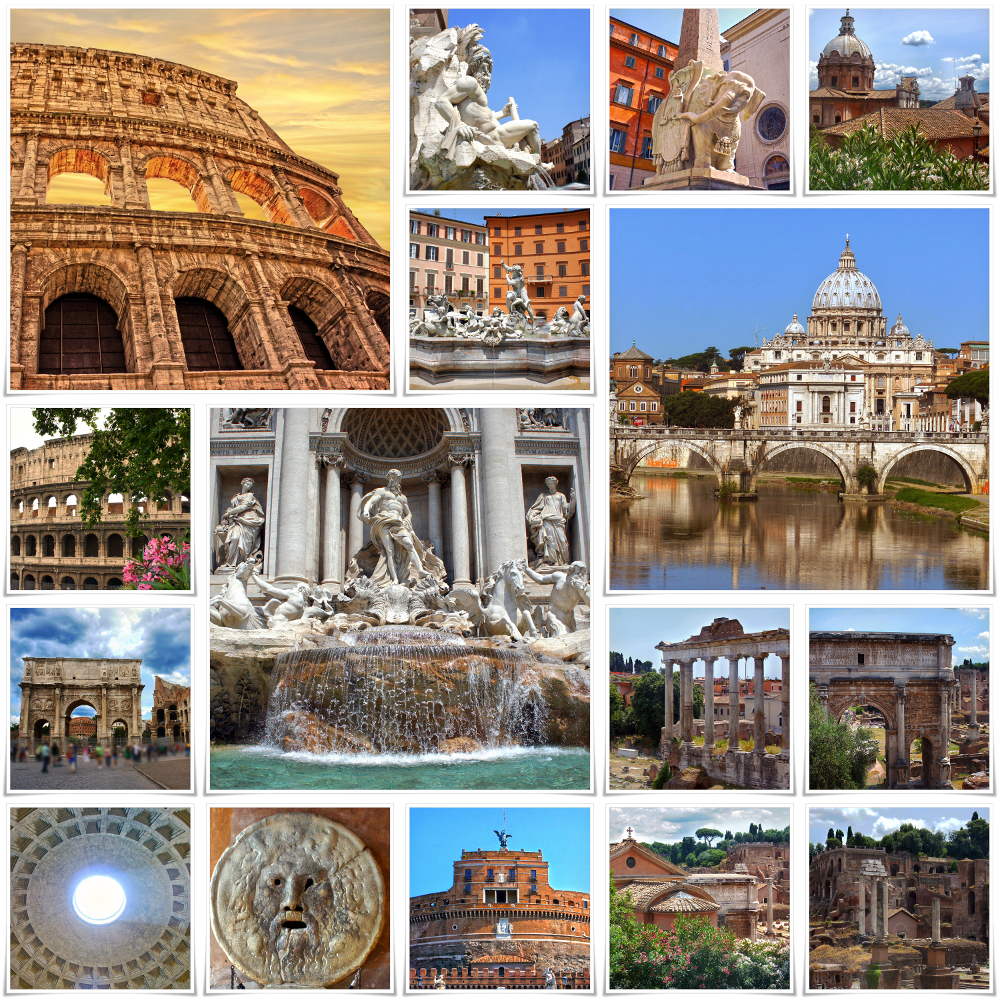 Collage of landmarks of Rome