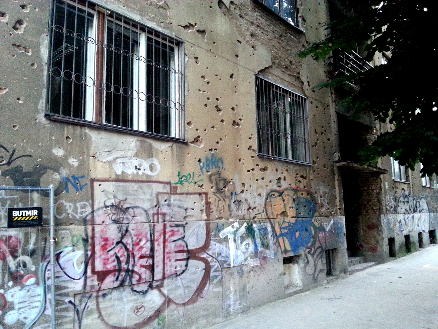 Sarajevo - shooting traces on a wall