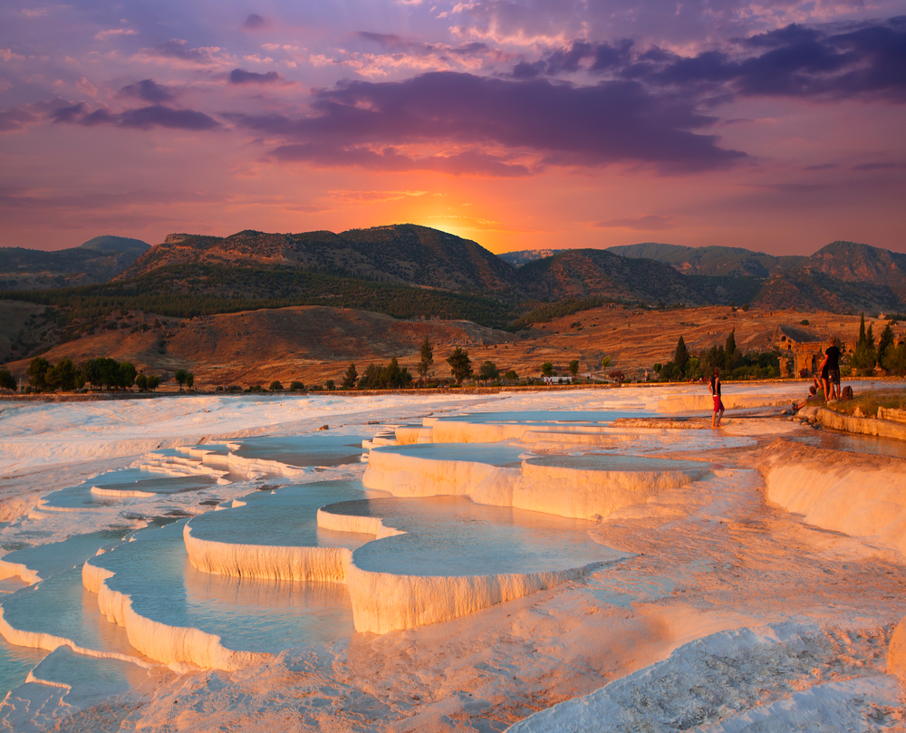 Travertine pools and terraces in Pamukkale, Turkey