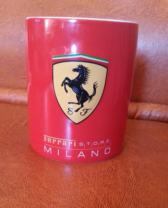 Ferrari limited edition mug from Milan, Italy- travel souvenir