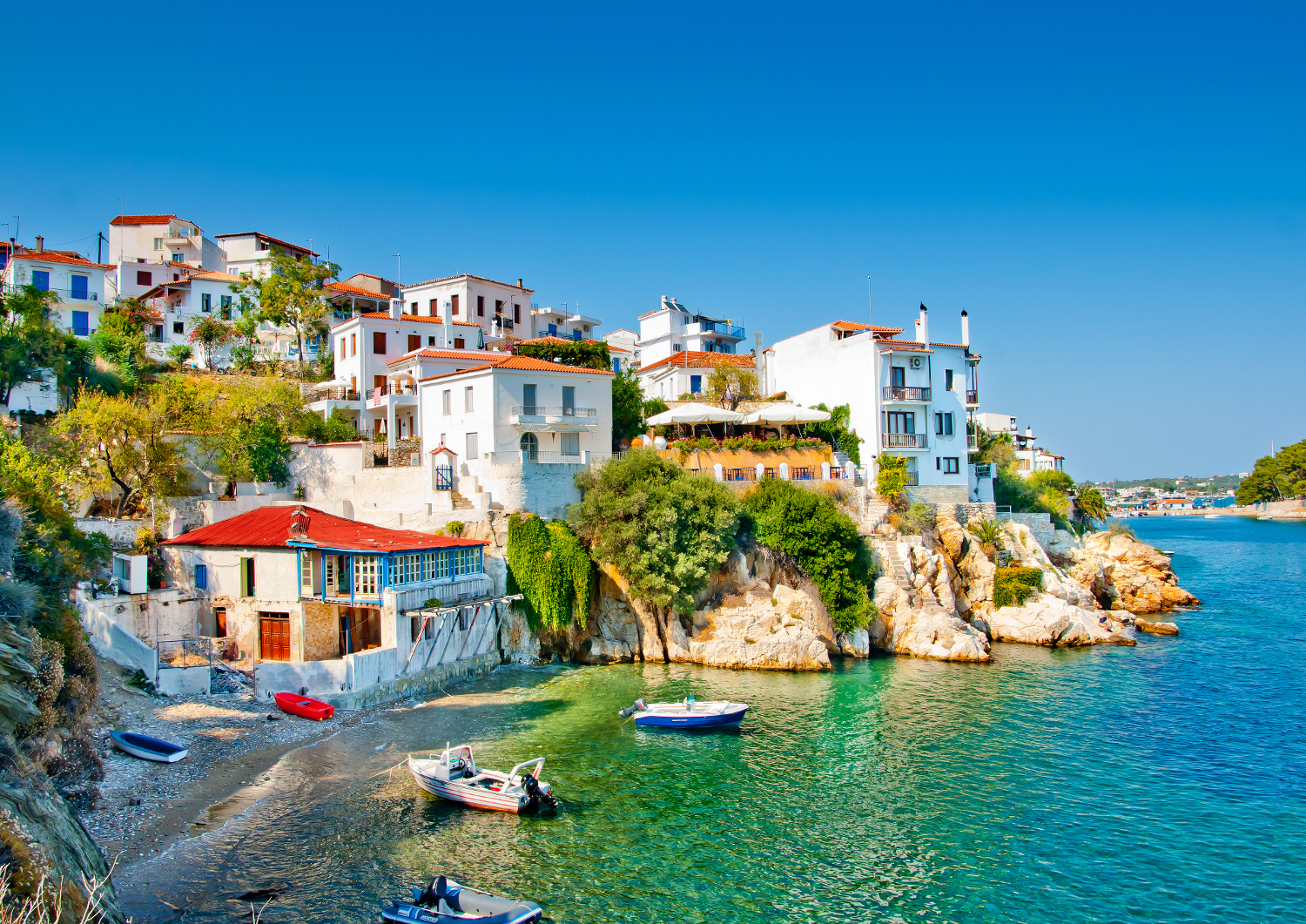 The old part of town in island Skiathos in Greece