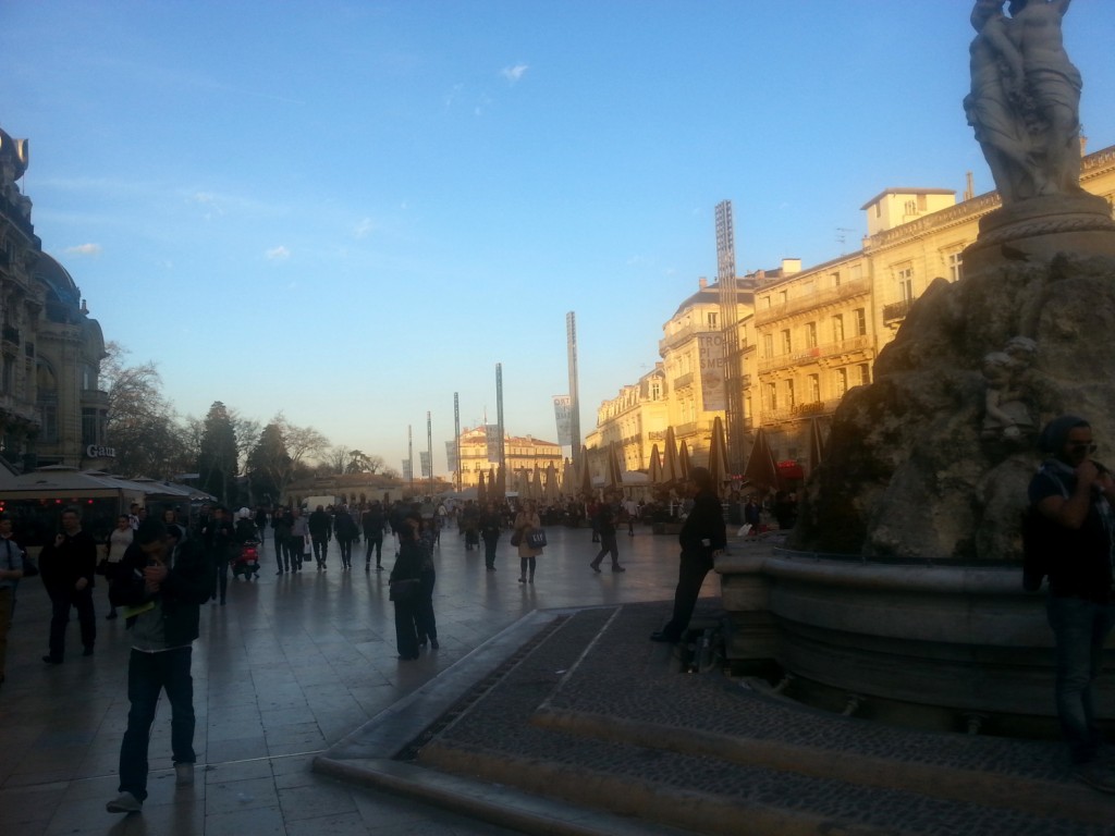 The Place de la Comedie in Montpellier, France - the “Three Graces fountain 