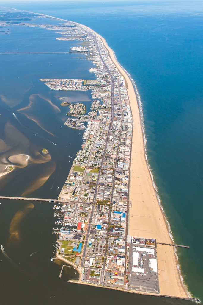 Aerial view of town of Ocean City Maryland