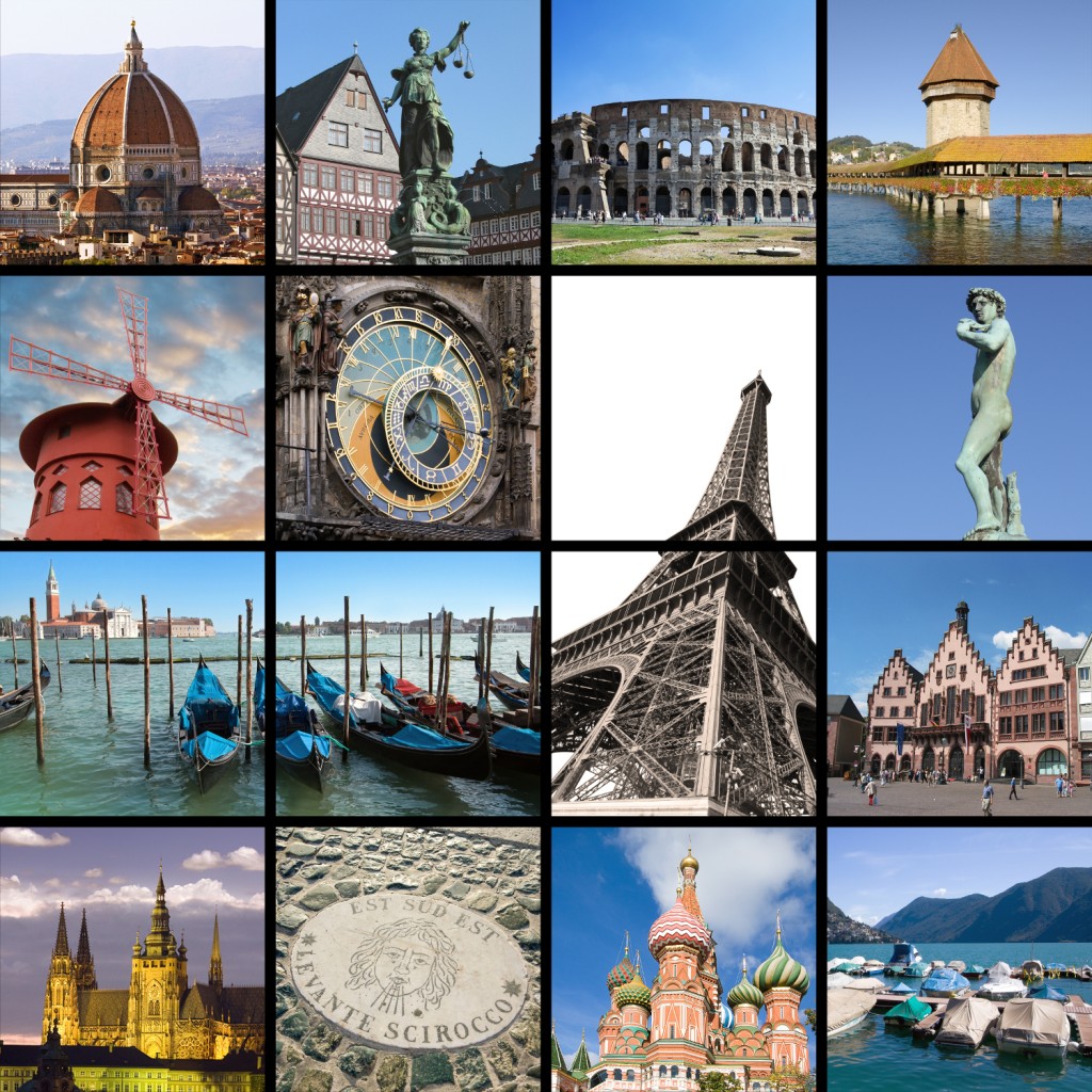 European landmarks collage