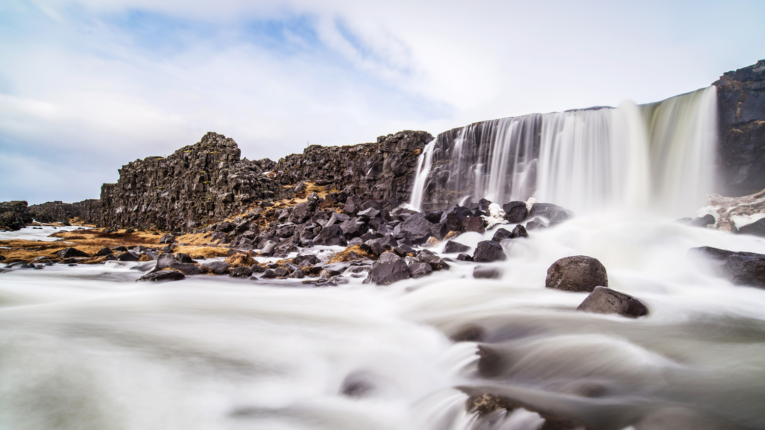 Oxararfoss waterfall in Thingvellir National Park