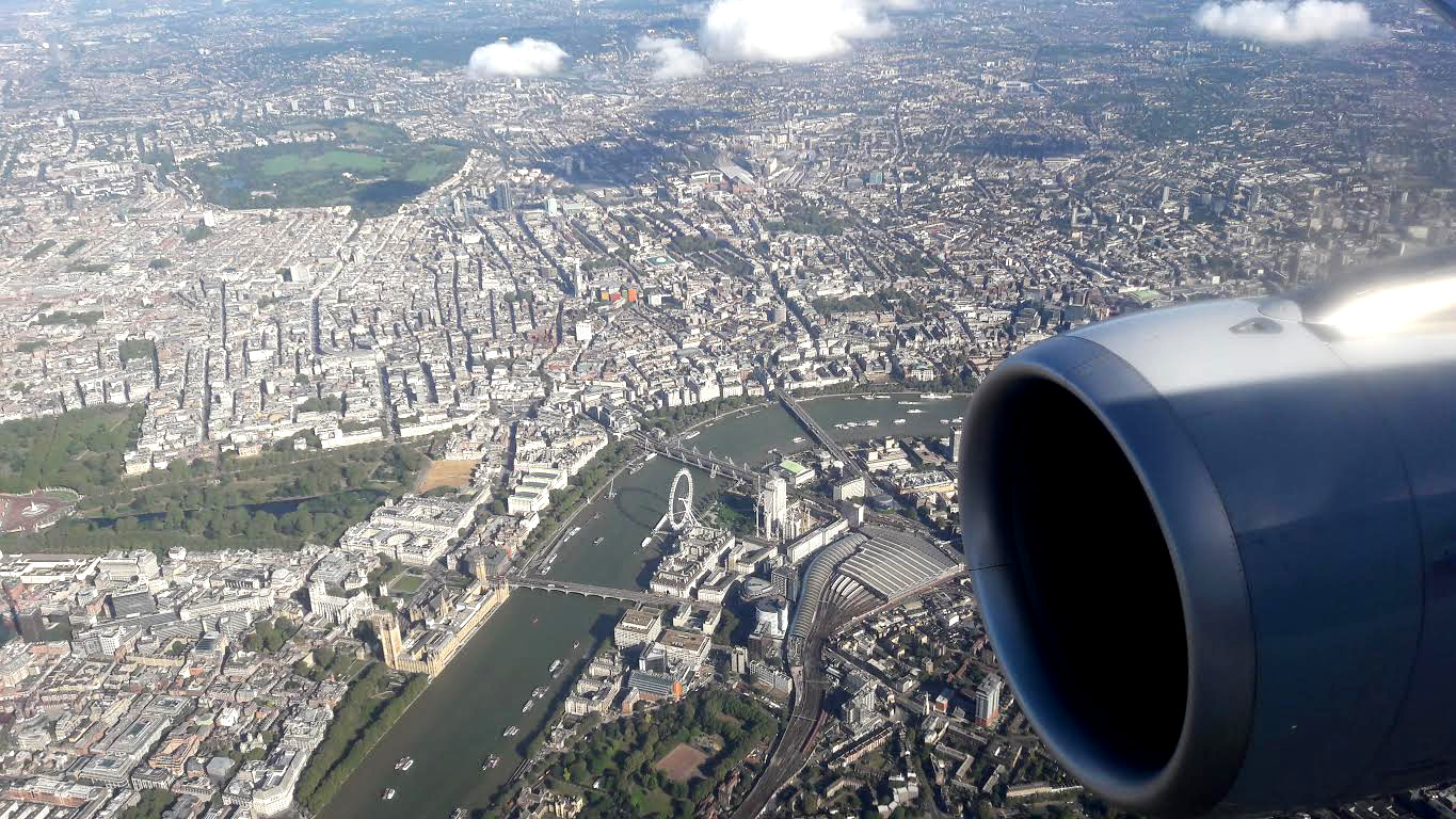 London seen from the airplane