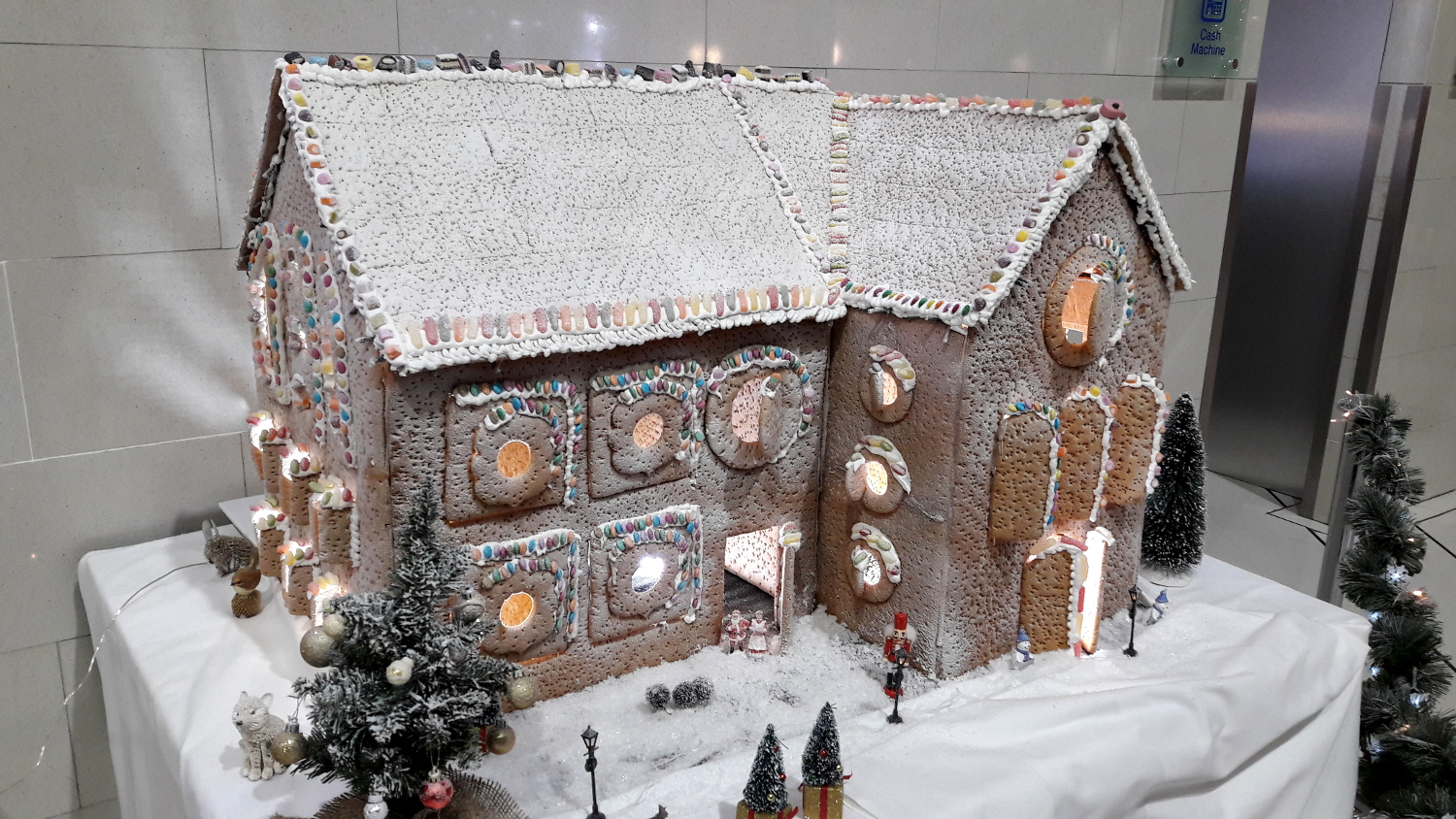 Gingerbread house at Hilton London Heathrow Airport