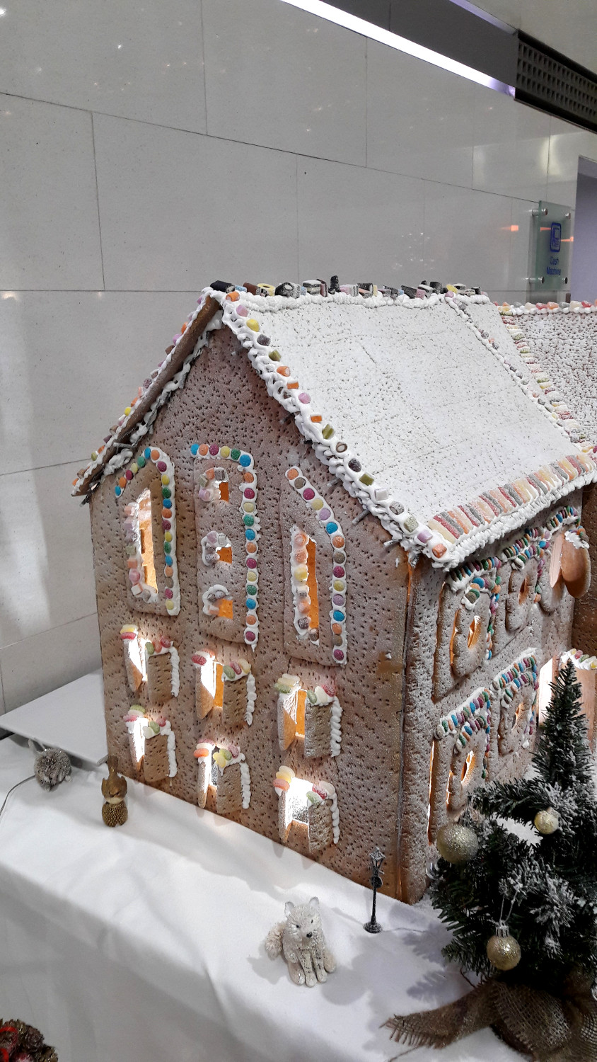 Gingerbread house at Hilton London Heathrow Airport