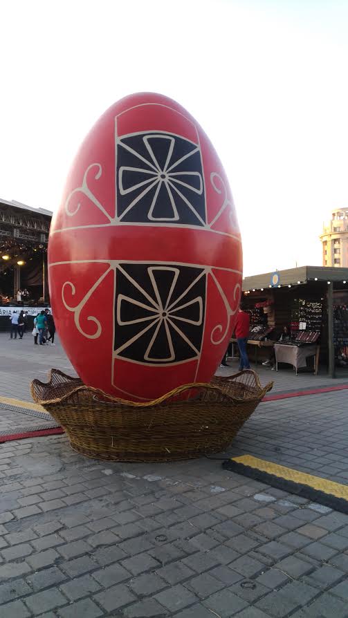 Easter Market in Bucharest, Romania - One of the giant Easter eggs decorating the Easter fair