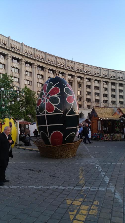 Easter Market in Bucharest, Romania - One of the giant Easter eggs decorating the Ester fair