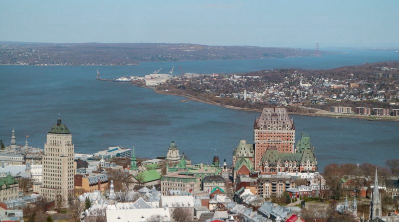 View of the Quebec City Canada from the Capital Observatory. Discover the top attractions in Quebec City, Canada from an insider and how to spend 2 days in Quebec City Canada, including what to eat in Quebec and what to do in Quebec in 2 days. #quebec #quebecitinerary #quebectravel #quebectips #quebecguide #quebeccityitinerary