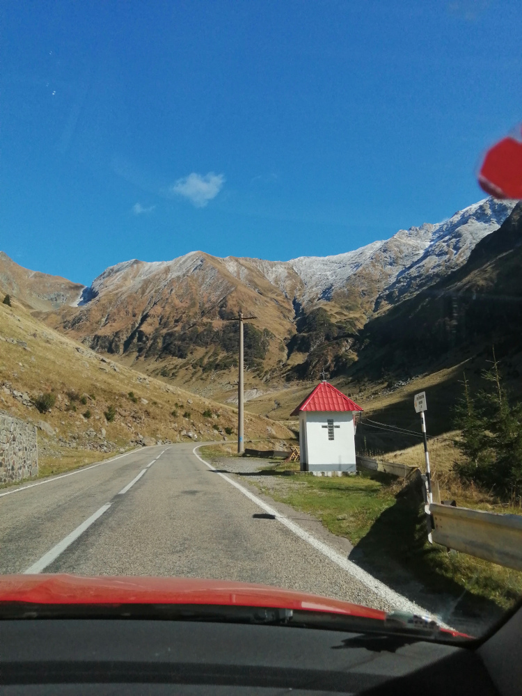 View of the Transfagarasan from the car. Transfagarasan: the most scenic road trip in Romania
