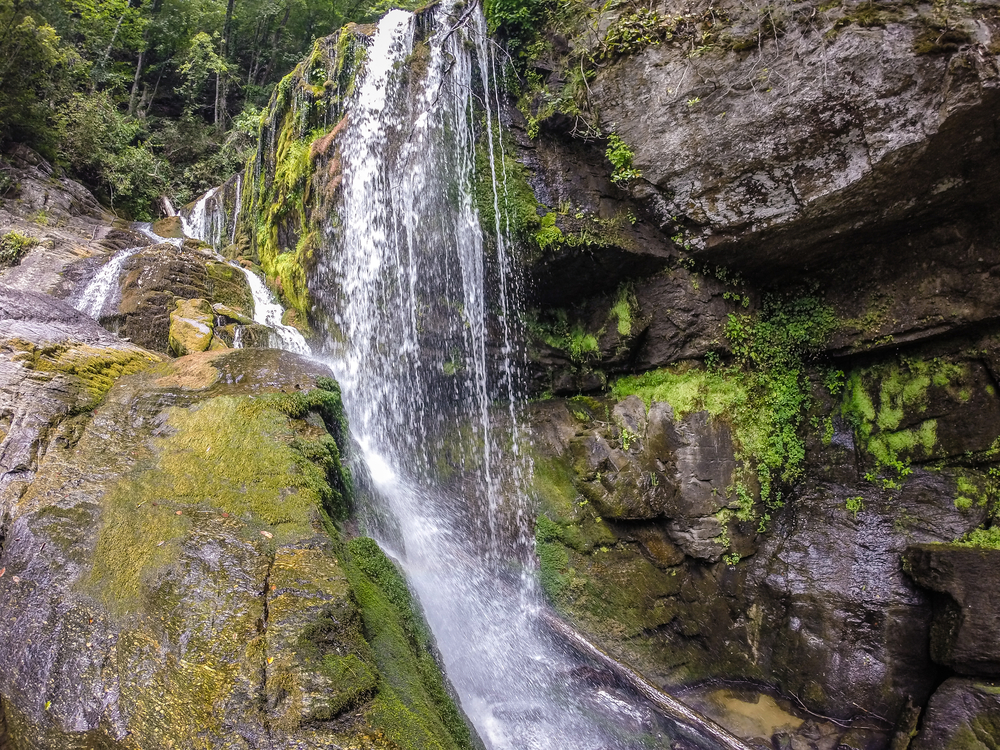Waterfalls in the mountains on Lake Jocassee South Carolina
