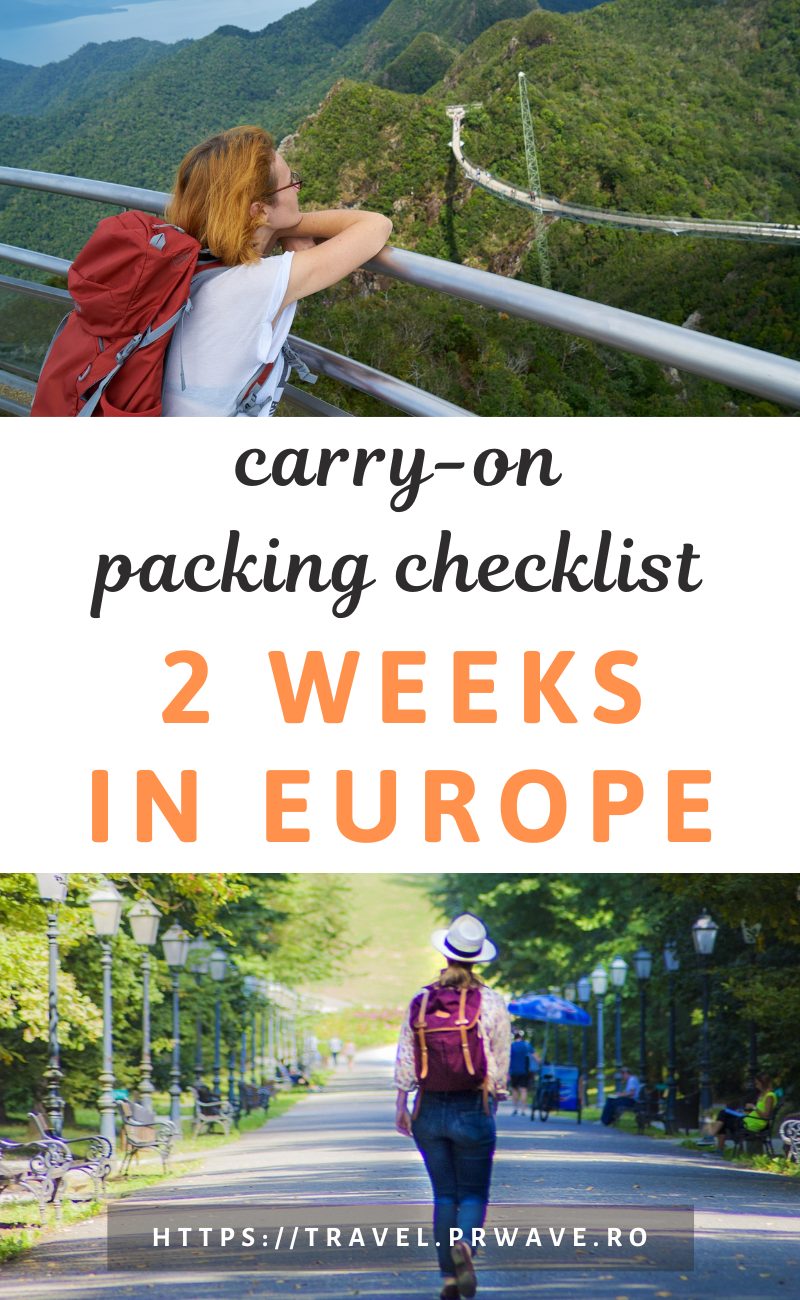 Carry-on packing checklist for 2 weeks in Europe. Discover tips for packing light for europe  #packinglight #minimalistpacking #packingsummer #packingchecklist #checklist #travel #europe #europepacking